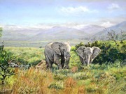 S16SNELSON BRONZE (w) - 'Elephants on the Shamwari' by Mike Harrison