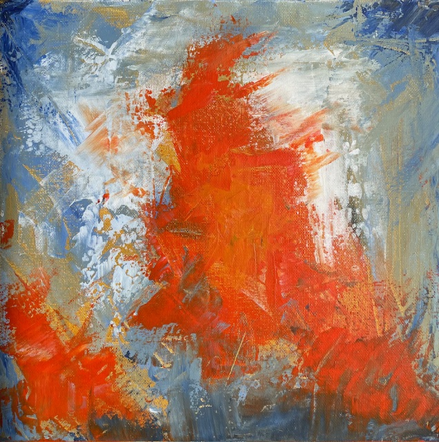 Abstract in blue and orange